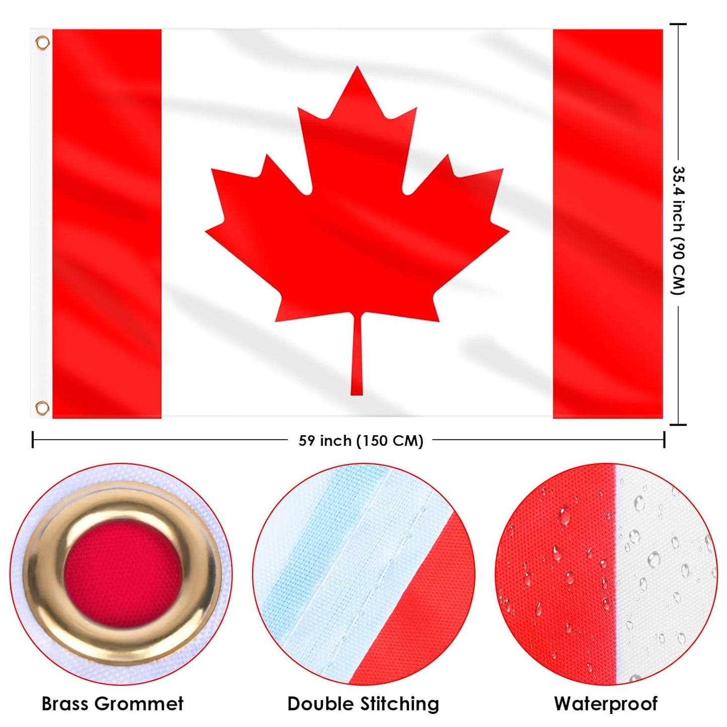 Canada Flag 3 X 5 Ft, Large Canadian Flags for outside - Double Side with Brass Eyelets for Olympic Party Decorations, Bar Garden Street Decoration Indoor Outdoor