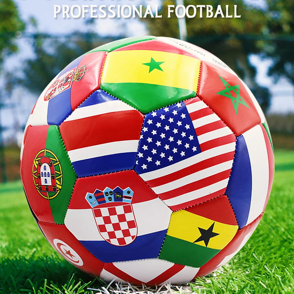 Flag Printed Soccer Ball Official Size 5 Soccer Match Ball Outdoor Match Game Football Pvc 2.7Thickened Team Training Footy Ball