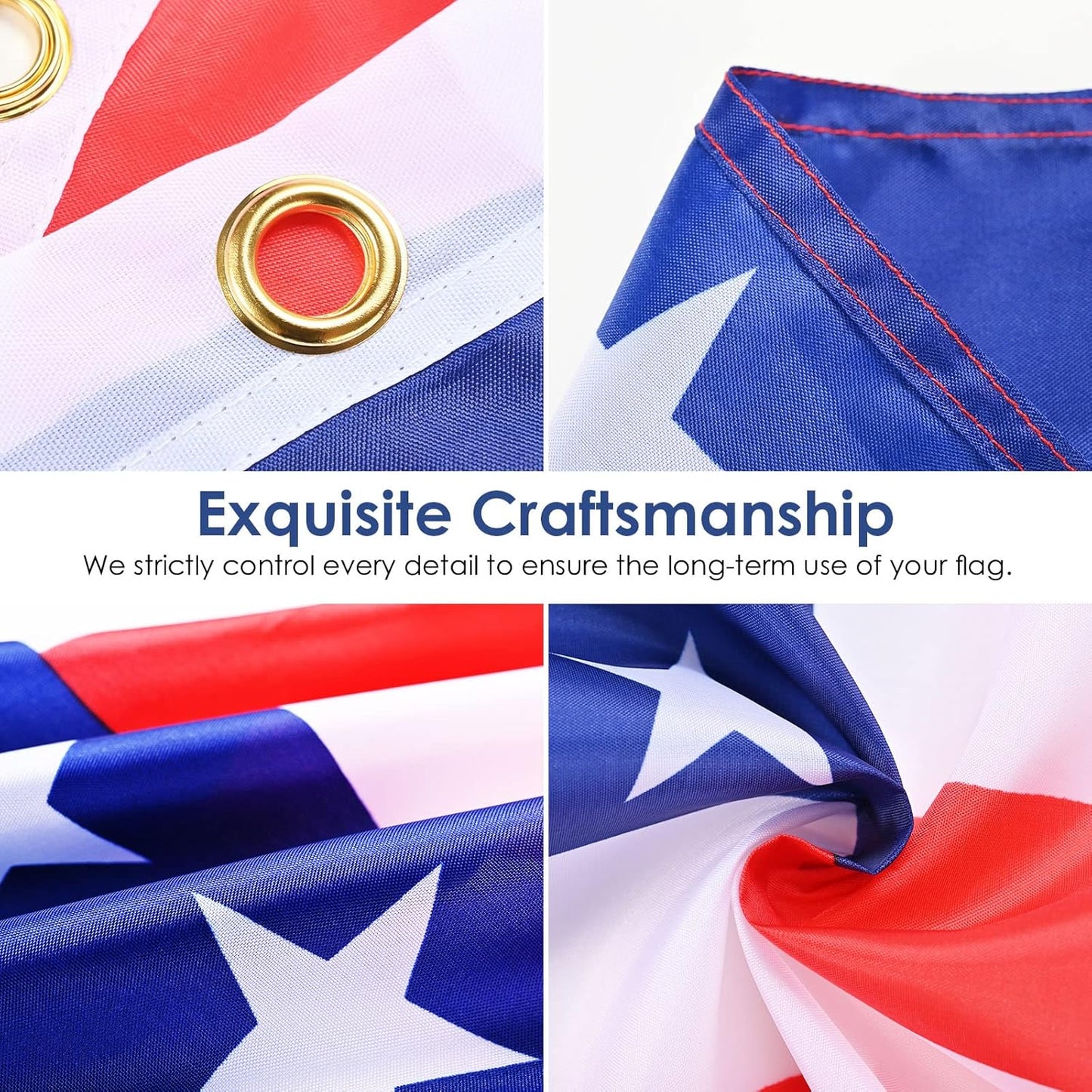 American Flag for outside 3X5 Ft, Large America Flag Double Side with Brass Eyelets for American Party Decorations, Bar Garden Street Decoration Indoor Outdoor