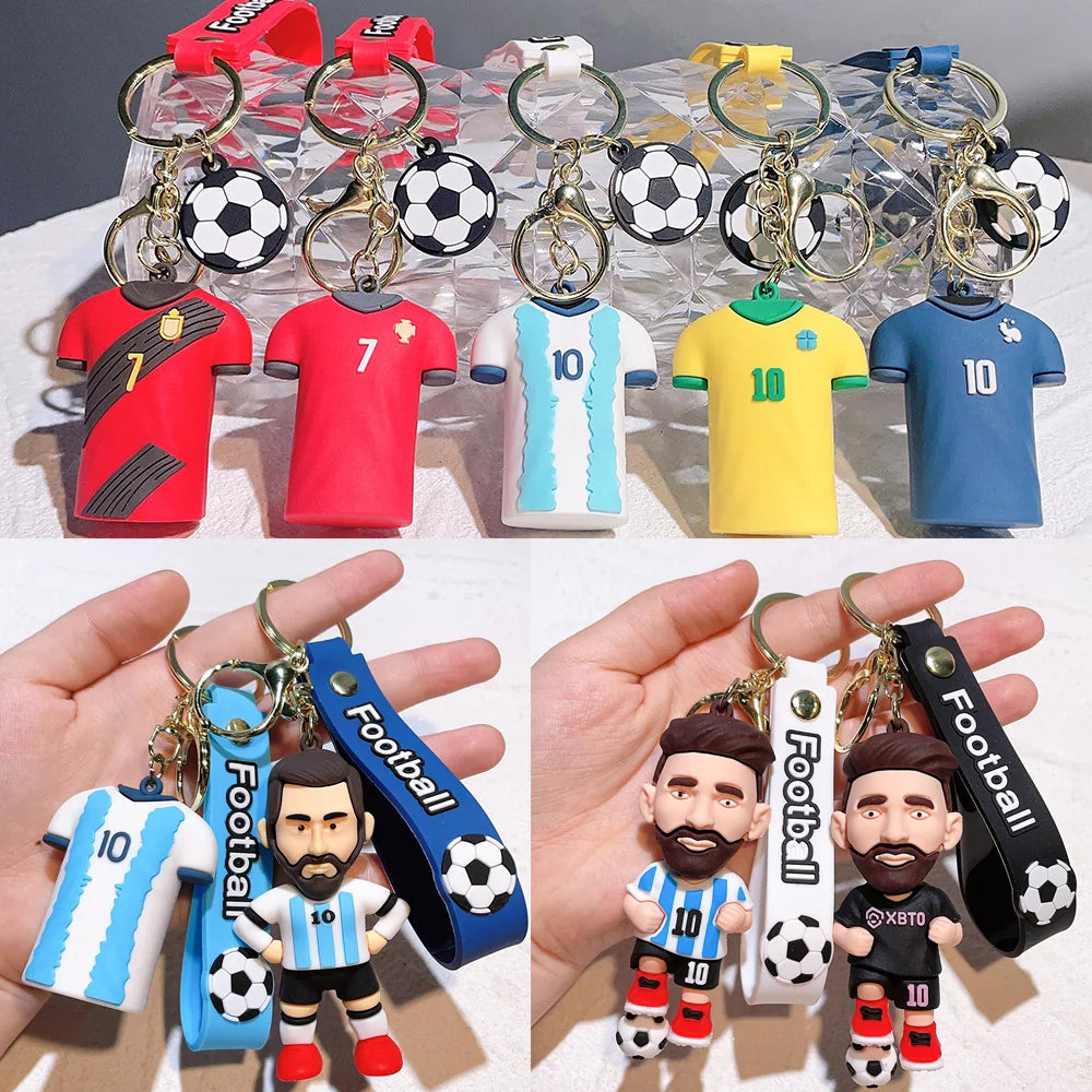 Football Jersey 2024 Keychain Cartoon Figures Soccer Birthday Party Supplies Toy Key Ring Messii Jerseys Souvenir for Men