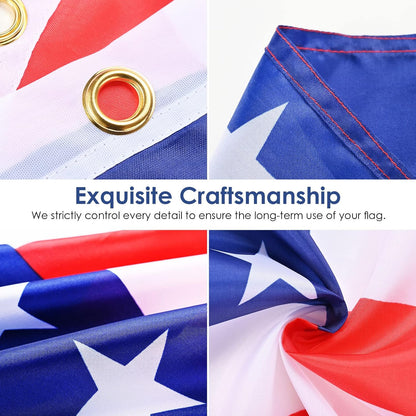 American Flag for outside 3X5 Ft, Large America Flag Double Side with Brass Eyelets for American Party Decorations, Bar Garden Street Decoration Indoor Outdoor